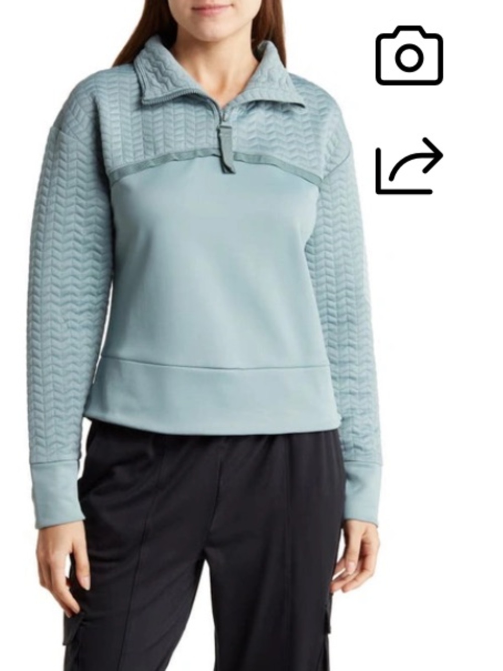 Layer 8 Nor Easter Quilted Quarter Zip Pullover Qwick Dry Stormy Sea LARGE